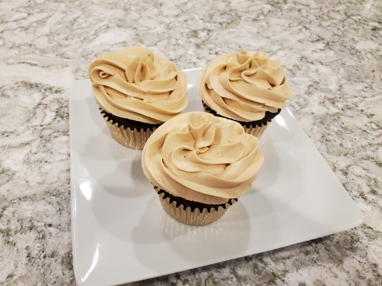 Plate of Cupcakes with Peanut Butter Frosting