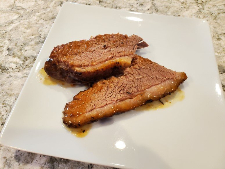 sliced brisket on plate