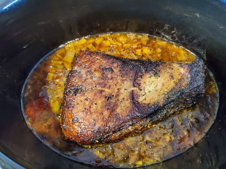 brisket after 8 hours of cooking