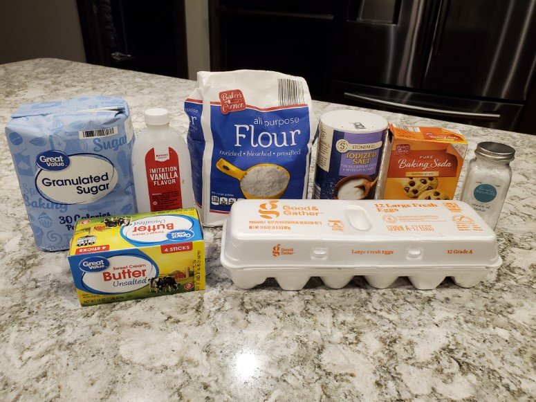 Ingredients for Valentine's Sugar Cookies