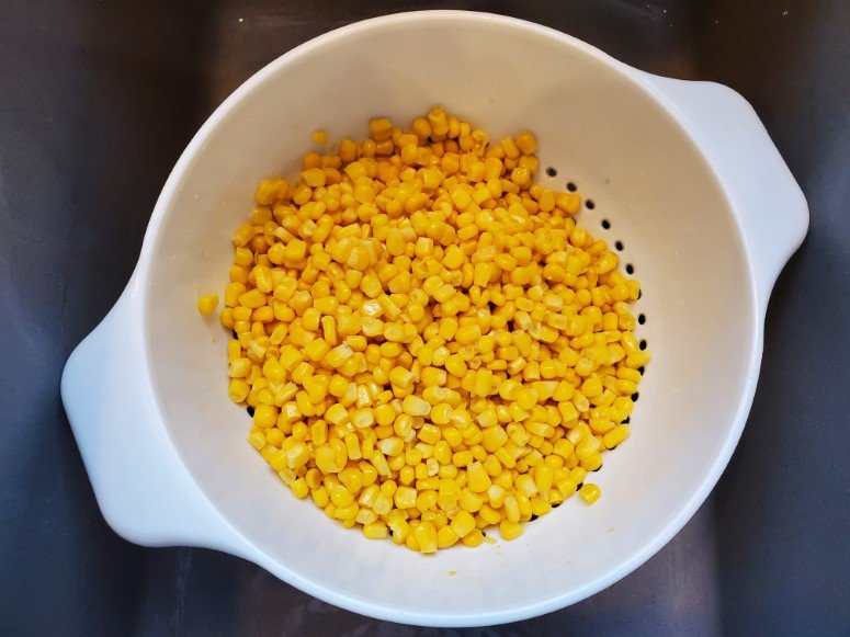 Corn Drained in Colander