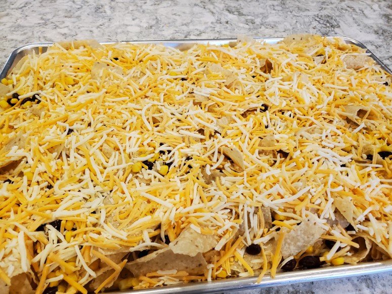 Second Layer Cheese Corn Beans